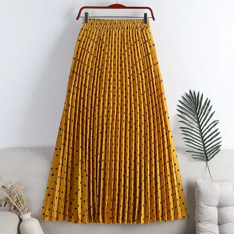 

2023 New Summer Women Korean Casual Loose Long Skirts Fashion High Waist Pleated Maxi Skirts Vintage A Line Skirts Tops B17
