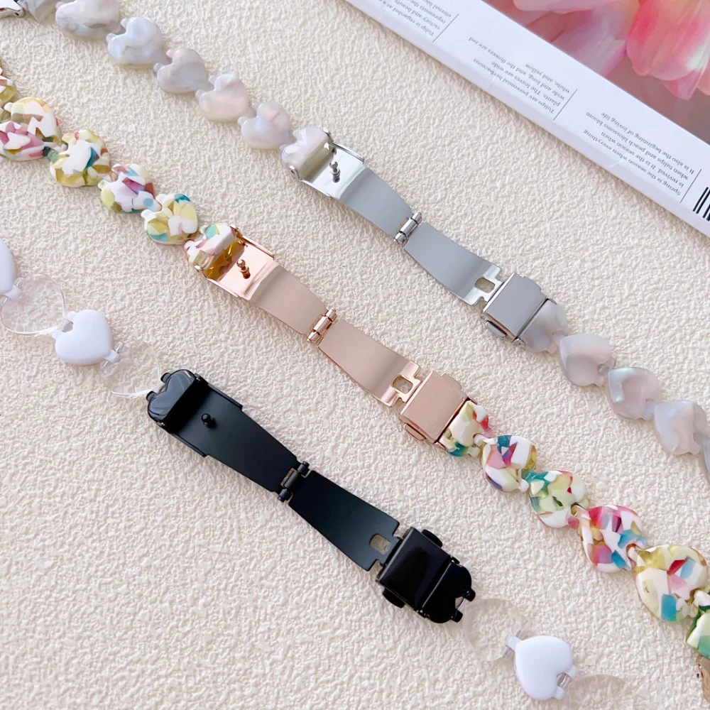 Heart Link Bracelet Series for Apple Watch Series Ultra 8 7 6 5 4 Se 3 Women Resin Strap for IWatch 49mm 41 45mm 42 44mm 38 40mm