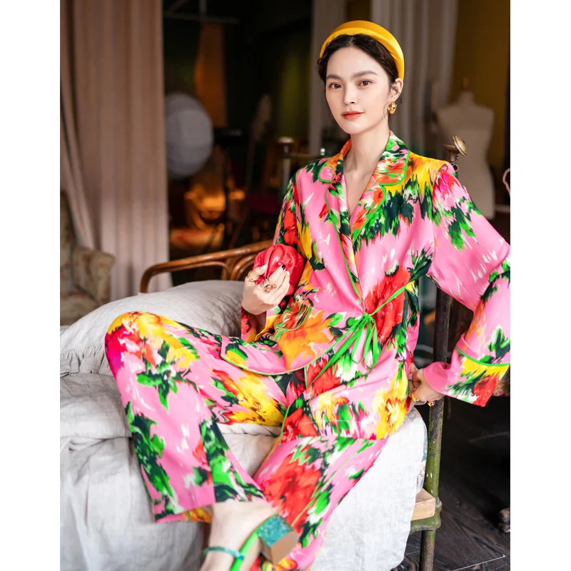 Flower Printing Designer Clothes Women Luxury Two Piece Sets Womens Outfits Pyjamas Night Wear Sleep Wears For Women
