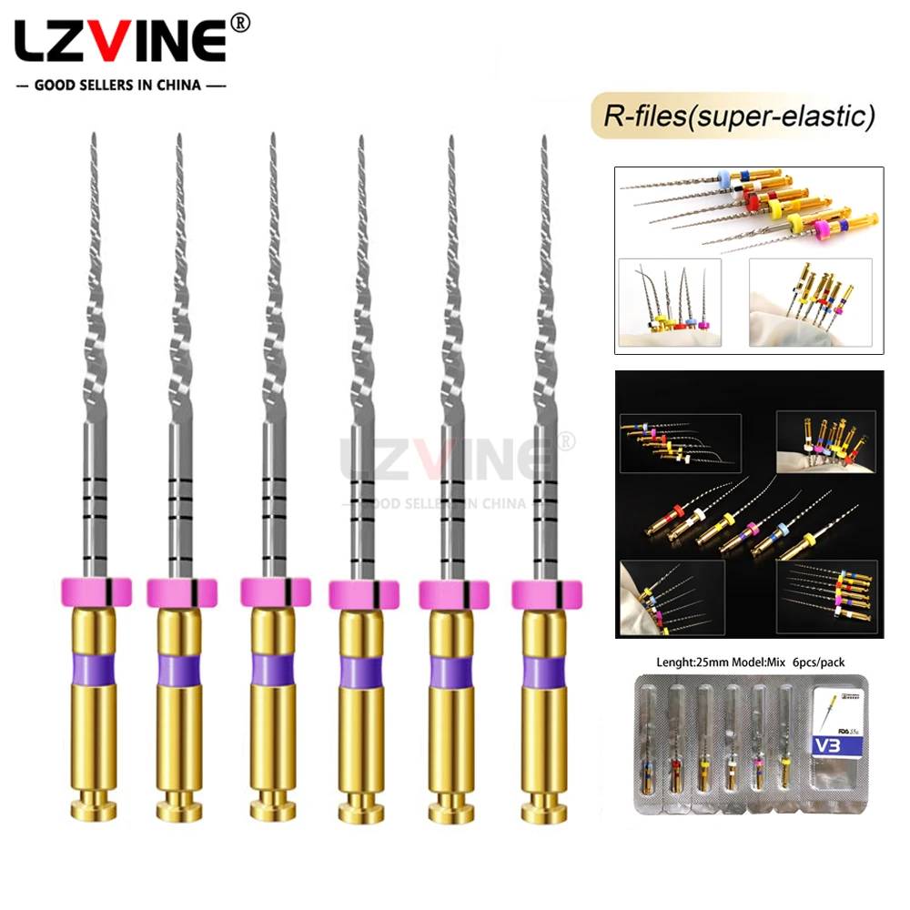 6 шт./кор. стоматологические термоактивированные золотые гибкие файлы обработка