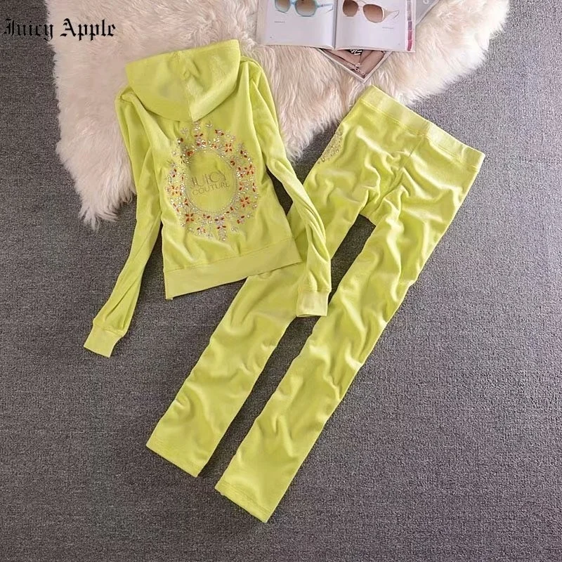 Juicy Apple Tracksuit Women's Fashion 2 Piece Sets Womans Outfits Autumn Winter Hoodies Streetwear Suits Sportswear Female Set