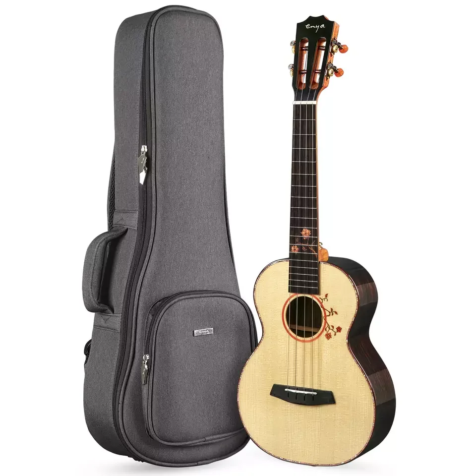 Enya Concert Tenor S1 Ukulele Solid Engelman Spruce Top with Solid Rosewood Back and Sides High Gloss Ukelele with Gig Bag