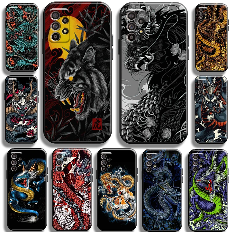 

Black Dragon Tiger Phone Case for Samsung Galaxy A52 4G A52 5G Soft funda Shell full Protection Cover TPU Back Carcasa Cases
