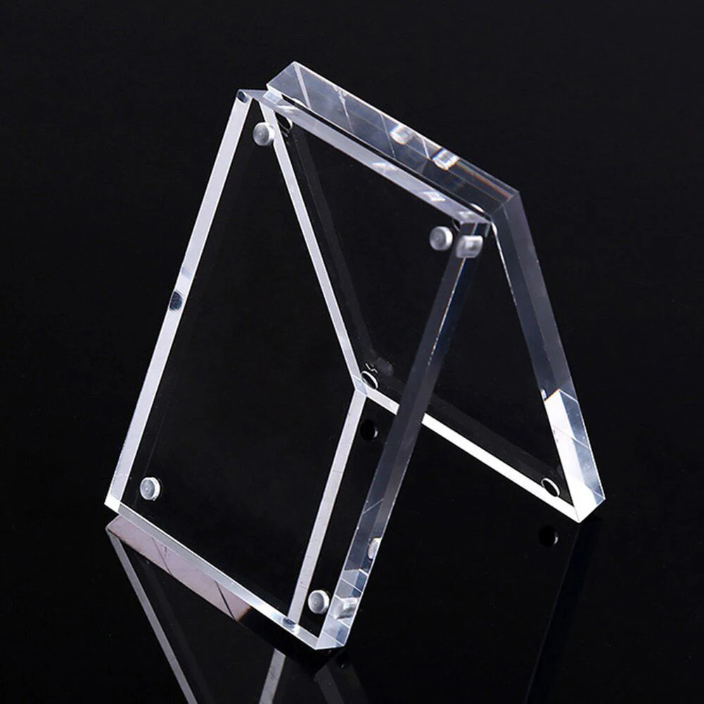 

Transparent Acrylic Display Board Magnetic Double Sided Photo Frame Clear Crystal Poster Desk Show Stand Desktop Decor For Home