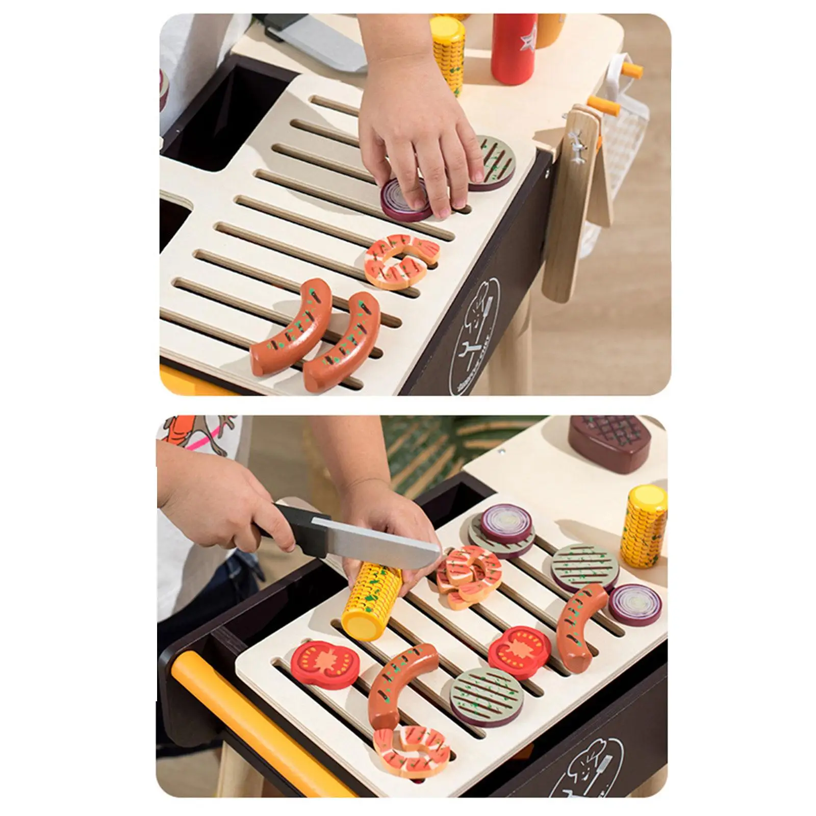 

Realistic Kitchen BBQ Playset Barbecue Grill Toy Role Playing Toy Early Learning Educational Toy Cooking Playset for Kids Girls
