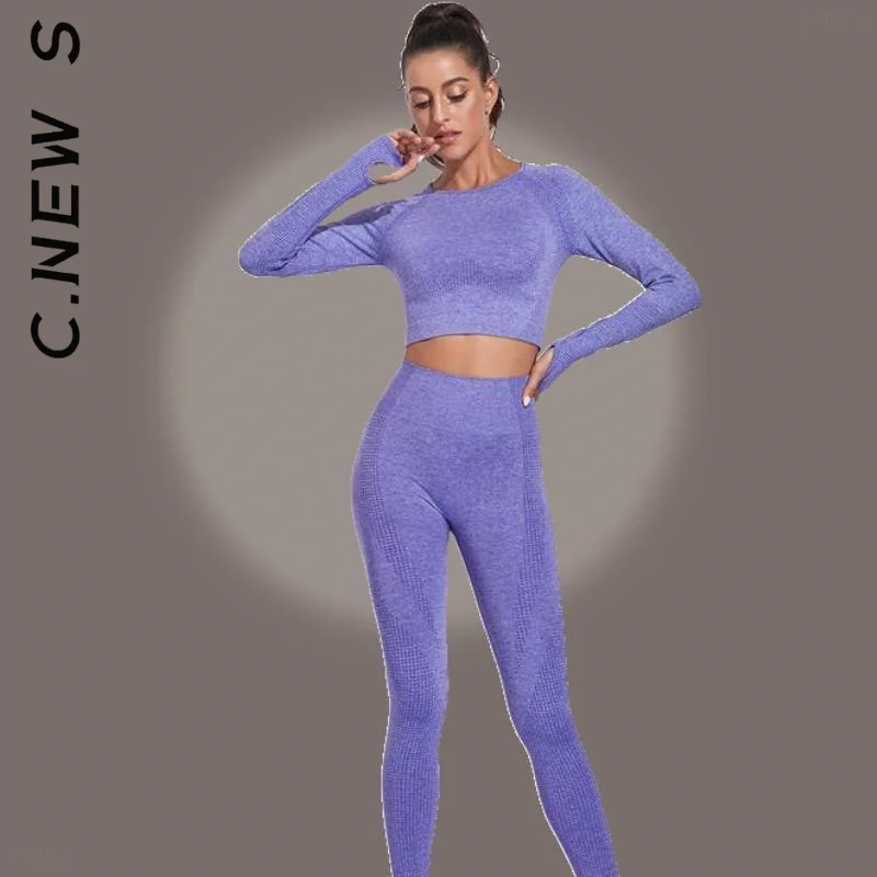 

C.New S Gym Fitness Sportswear Summer Clothes Women'S Tracksuit Workout Set For Outfit Sports Seamless Leggings Women Yoga Set