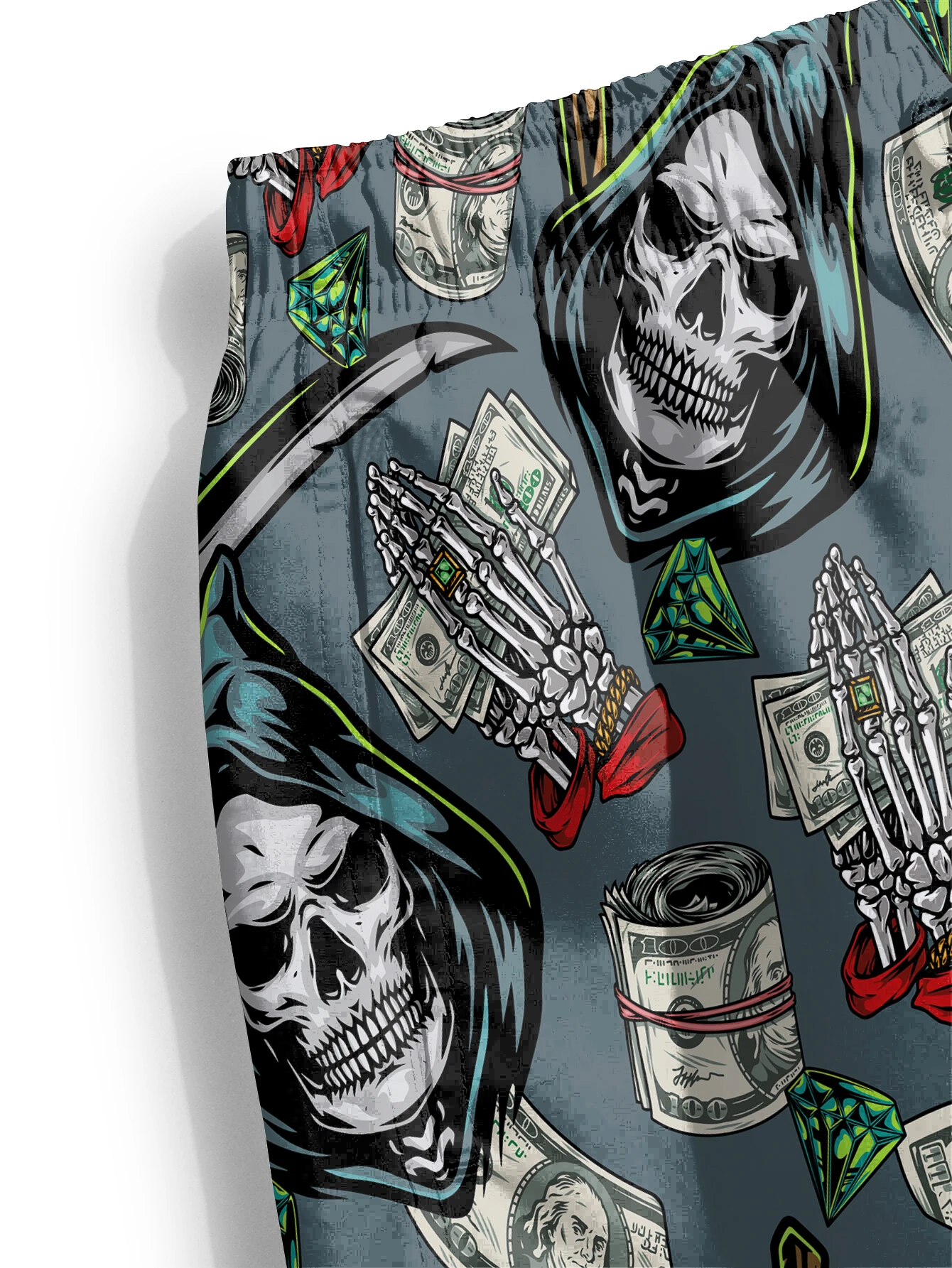 Мужские пляжные шорты для бега с 3D-принтом черепа зеленые брюки быстросохнущая