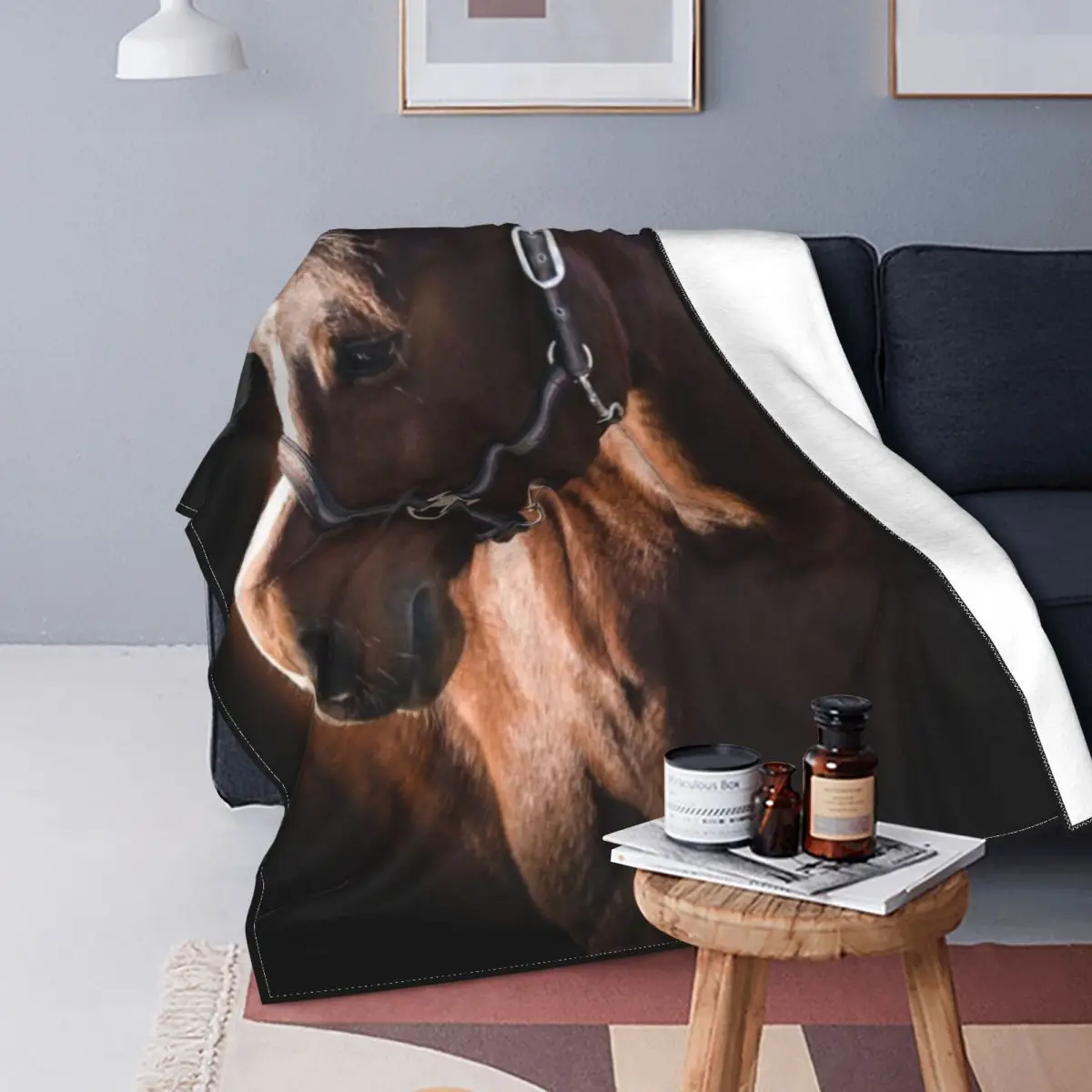 

Brown Horses Blankets Coral Fleece Plush Summer Nature Wild Animals Portable Lightweight Throw Blankets for Home Car Bedspreads