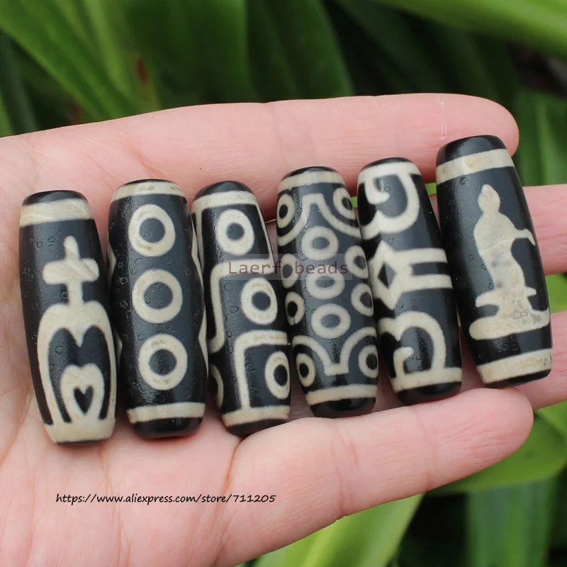 Хорошее качество! Атмосферная текстура древний Тибет Dzi Agate Beads13-15x38-42mm, счастливый символ, мощный амулет