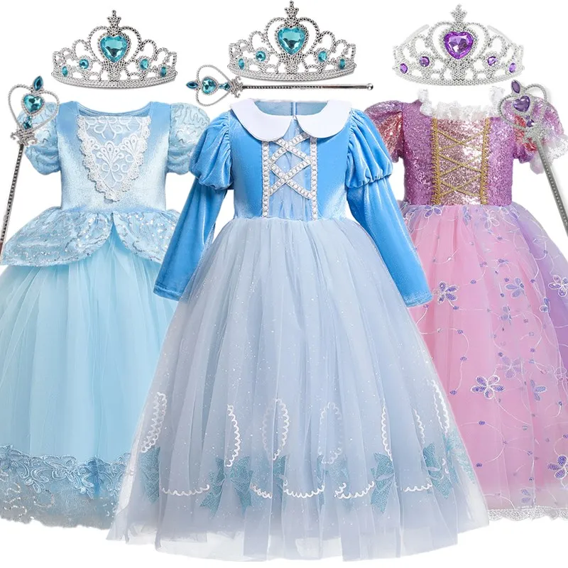 

Girls Princess Costume for Kids Carnival Tutu Cosplay Children Dress Up Celebration Fancy Disfraz Snow White Queen Party Vestido