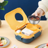 304 stainless steel students carry a portable double layer bento box with soup bowl divider insulated lunch box