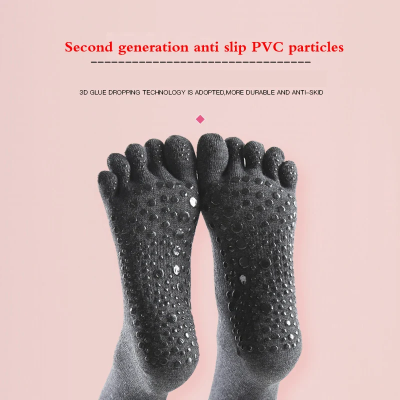 Women's five finger socks shoes indoor sports fitness yoga socks professional anti-skid long tube pilates pure cotton socks