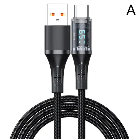 Кабель PD USB C мощностью 65 Вт с цифровым дисплеем, Сверхбыстрая зарядка, шнур передачи данных типа C для Samsung 13, провод USB Type C B4N7