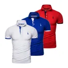 Рубашка-поло AIOPESON Мужская однотонная, брендовая Повседневная блуза Slim Fit, вышитые рубашки поло, 3 шт.