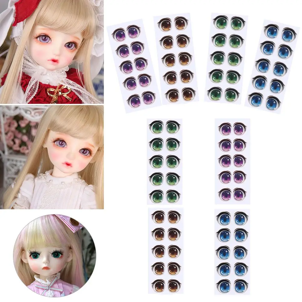 

New Stars and moon Decals Glass crystal Face Organ Paster Cartoon Eyes Stickers Eye Chips Paper Anime Figurine Doll