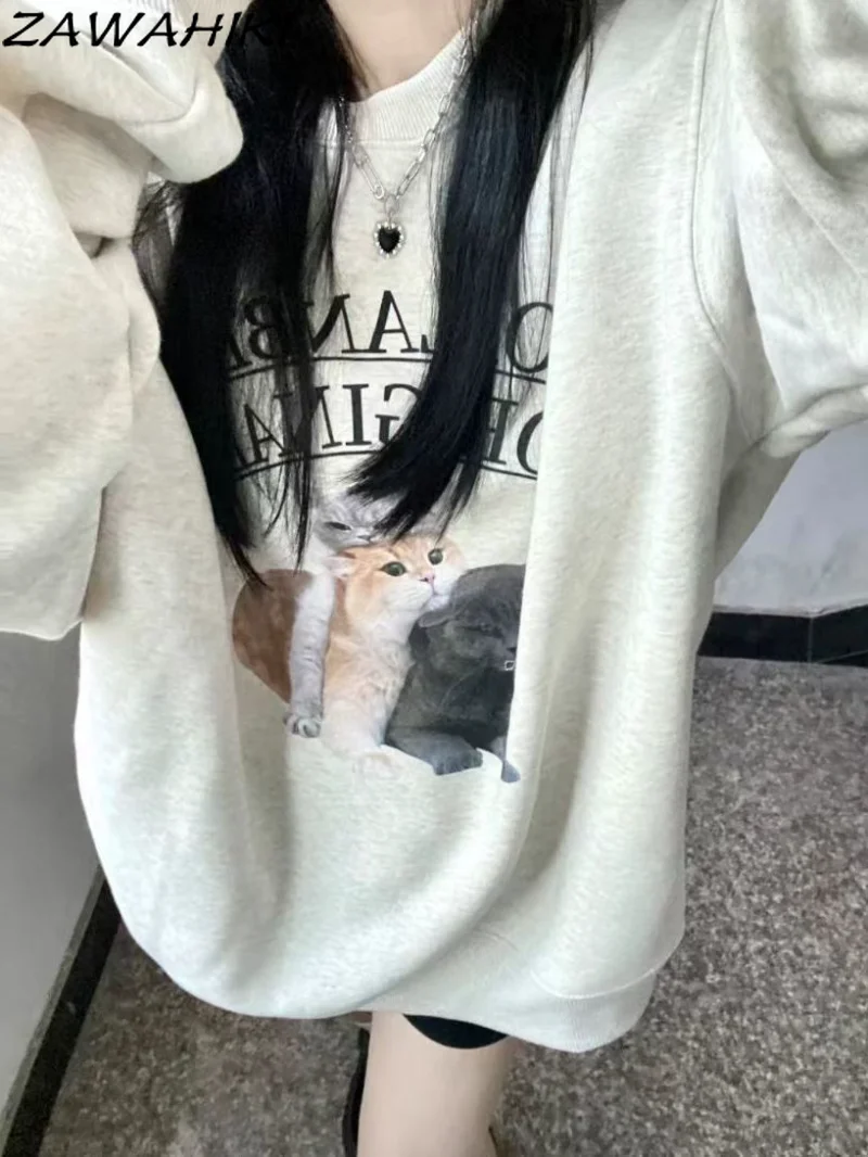 

Женский хлопковый свитшот с круглым вырезом и длинным рукавом