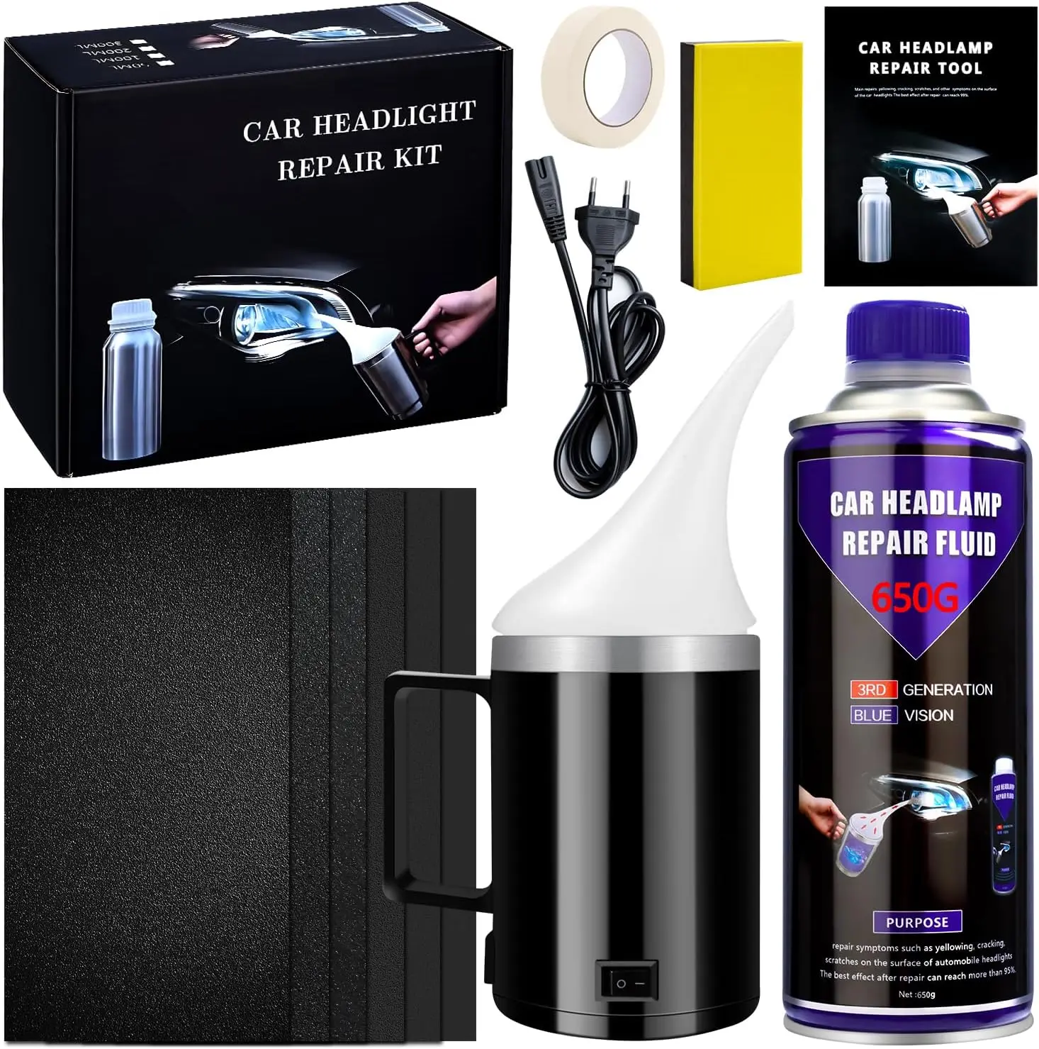 

Ремонт автомобильных фар Комплект для ремонта 220V Европейский штепсель Новый чистый автомобильный фара 650g жидкий полимерный фара