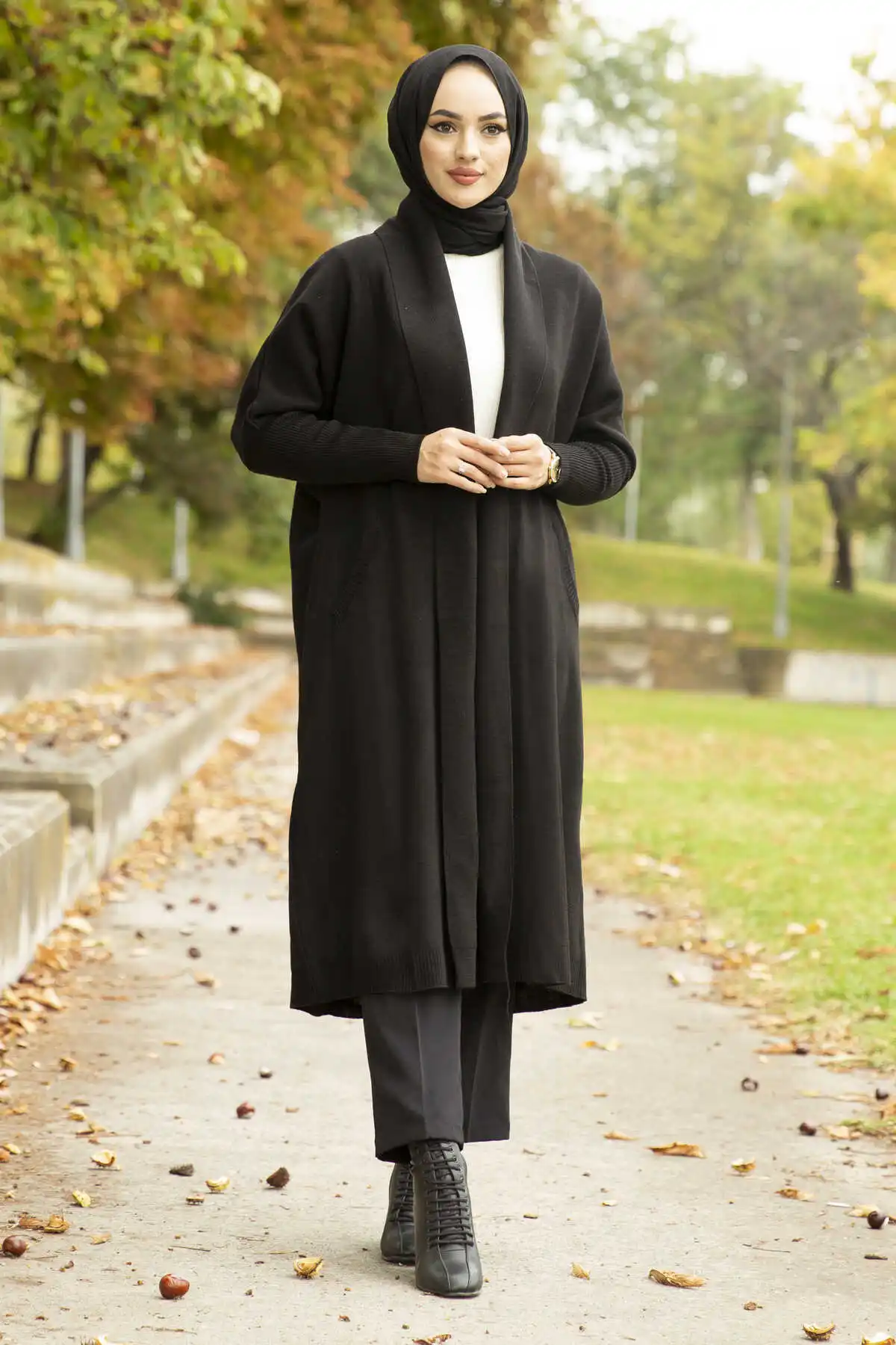ZYN Knitwear Örme Cardigan-Black Winter Autumn 2021 Muslim Women Hijab headscarf islamic Turkey