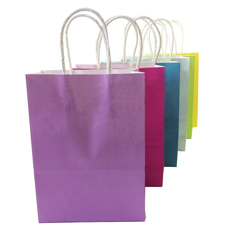 

10Pcs/lot Multicolor Festival Gift Kraft Paper Bag Shopping Bags DIY Multifunction Candy Color Paper Bag With Handles 21x15x8cm