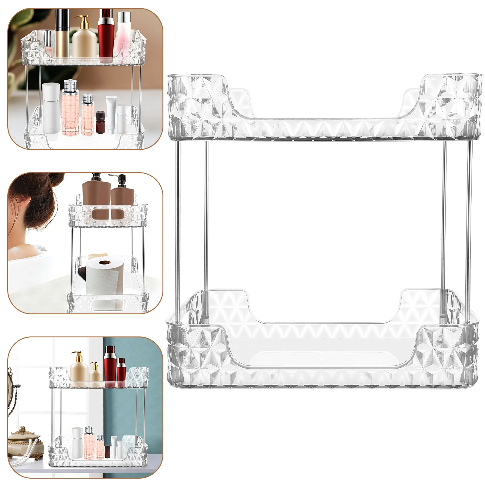 

Органайзер для ванной комнаты, 2 уровня, поднос для ванной, стойка для хранения косметики