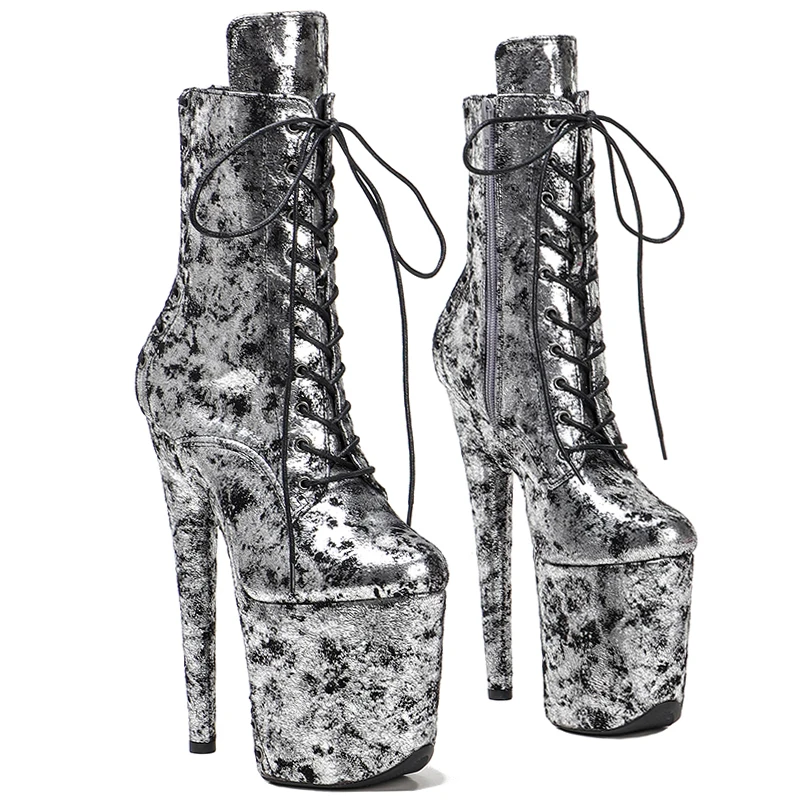 Leecabe 20CM/8inches  PU upper Fashion High Heel platform Boots  Pole Dance boots