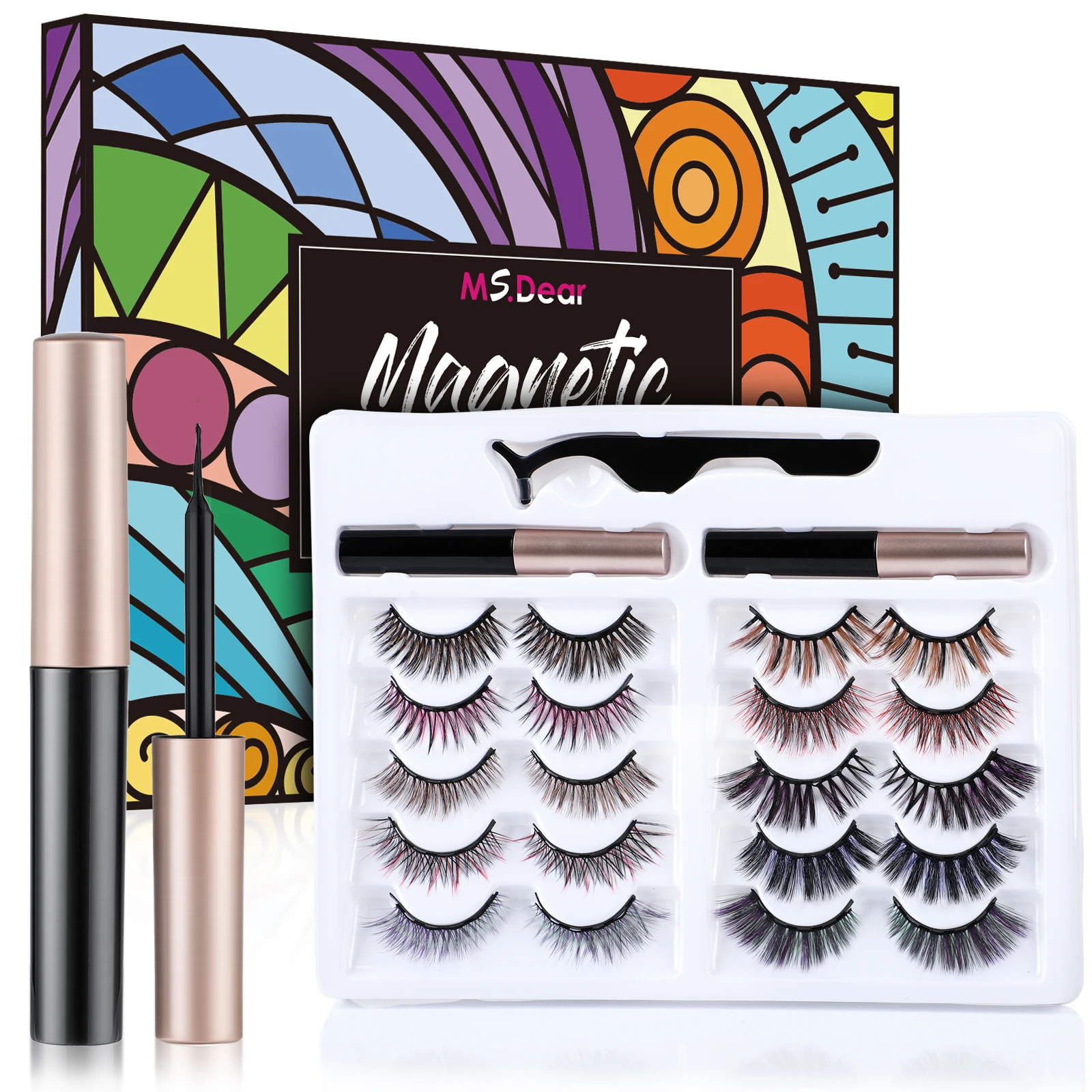 

10 Pairs Magnetic Eyelashes Eyeliner False Lashes Naturel Mink Eyelashes Waterproof Liquid With Tweezer Faux Cils Magnetique