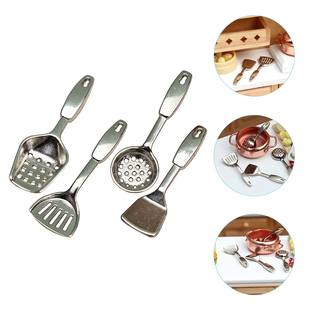 

4pcs Miniature Kitchenware Mini Kitchen Utensils Model Mini House Cookware Toy