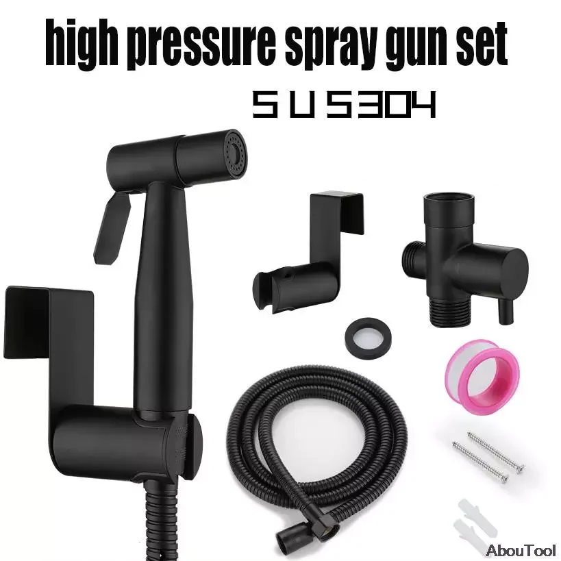 

Black Handheld Toilet Bidet Faucet Sprayer Gun Set Stainless Steel Bathroom Hand Bidet Sprayer Gun Self Cleaning Shower Head