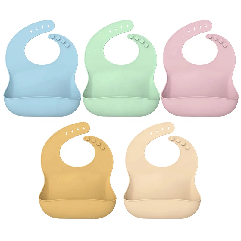 

BPA Free Waterproof Silicone Baby Bib With Food Catcher Children's Burp Cloths Accessories Newborn