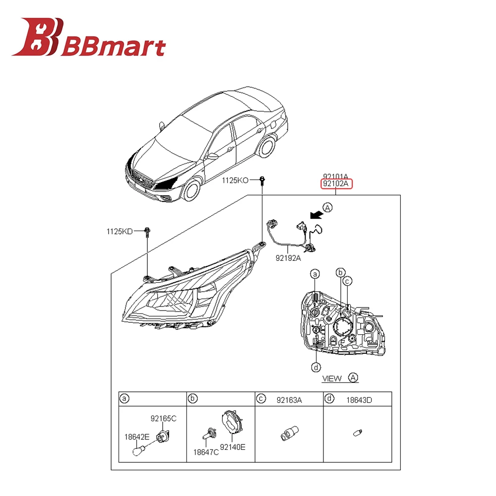 

Автозапчасти 92102-QD100 BBmart, 1 шт., Головной фонарь, передняя фара, правая фара для Kia CERATO 16, фабричные автомобильные аксессуары по низкой цене