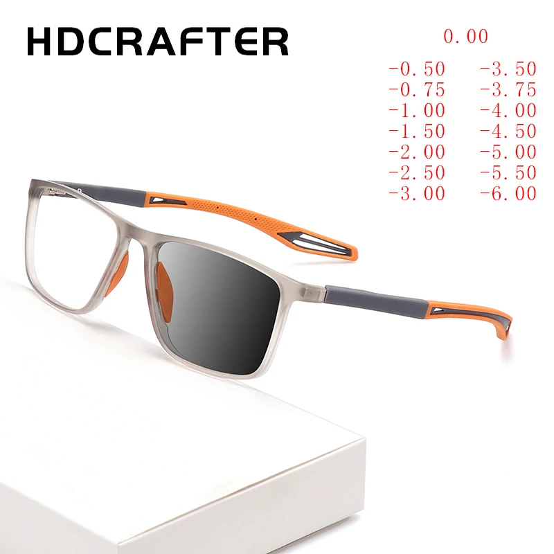 

HDCRAFTER 0.00 to -6.00 Myopia Photochromic Glasses Men Women Prescription TR90 Frame Finished Shortsighted Lenses Eyeglasses