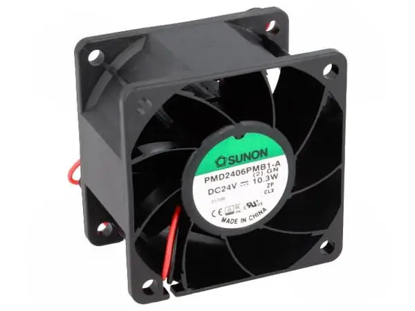 Вентилятор SUNON PMD2406PMB1A, Вентилятор осевой, 24В DC, 60x60x38мм, подшипник качения, 95,99куб.м/ч, 56дБА, 28AWG