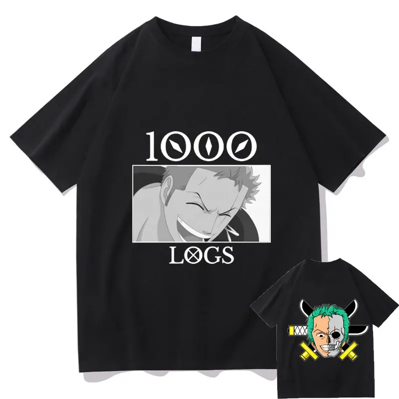 

One Piece Roronoa Zoro Smile Double Sided Print Tshirt 1000 Logs Tee Shirt Japan Anime Men Women Fashion Harajuku Manga T-shrits