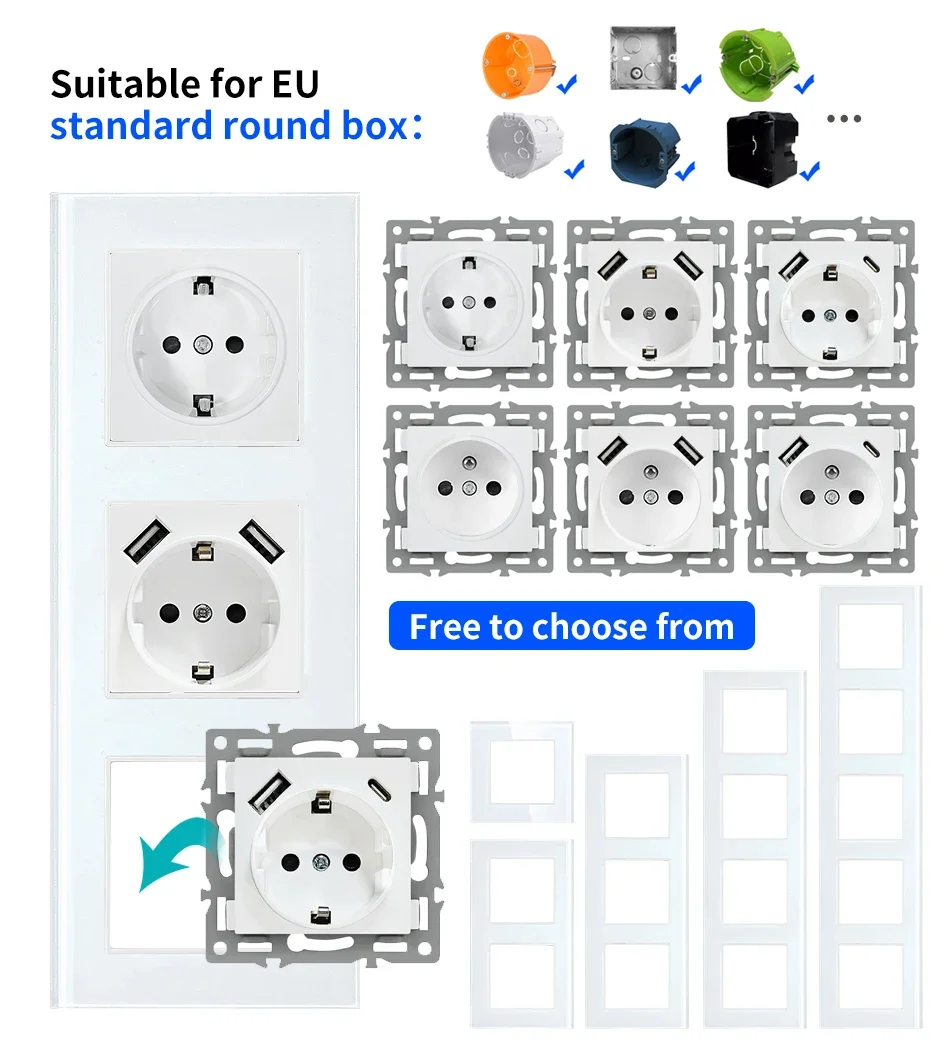 Фото Евророзетка сенсорная UBARO, Usb Type C, 220 В №1