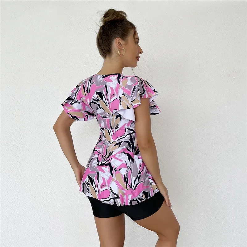 Женский размера плюс купальник из двух частей с раздельным принтом