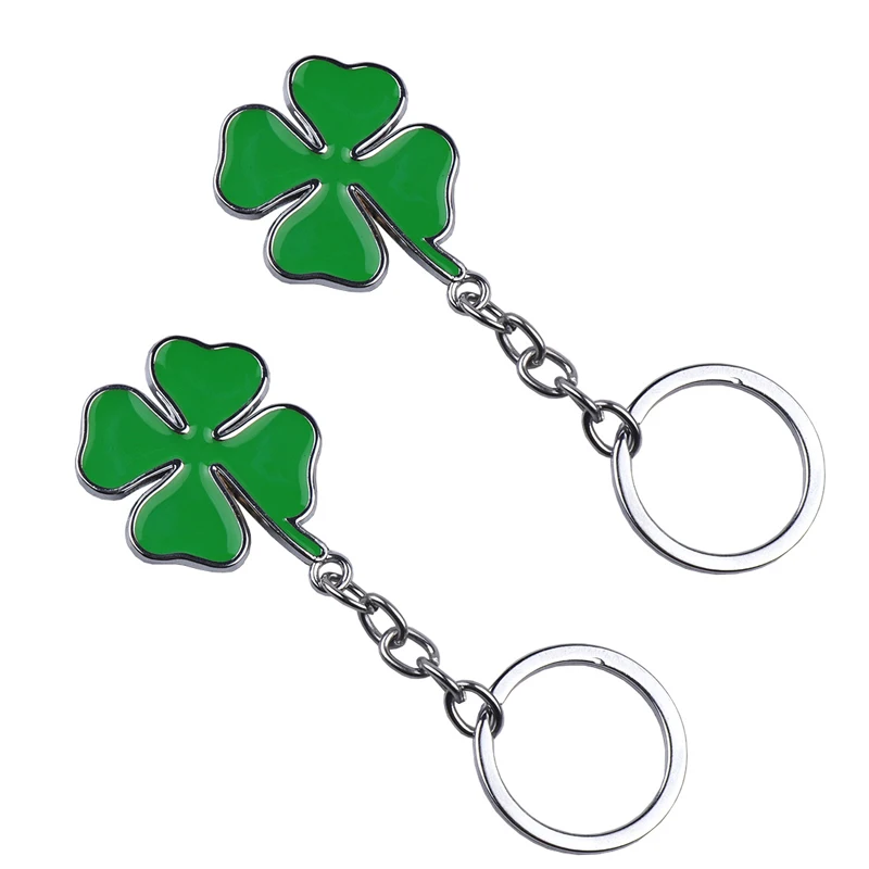 3D металлический брелок с логотипом автомобиля четырьмя листами клевера подвеска
