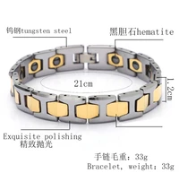mens gun metal color pure titanium magnetic bracelet mens charm magnet negative ion health bracelet