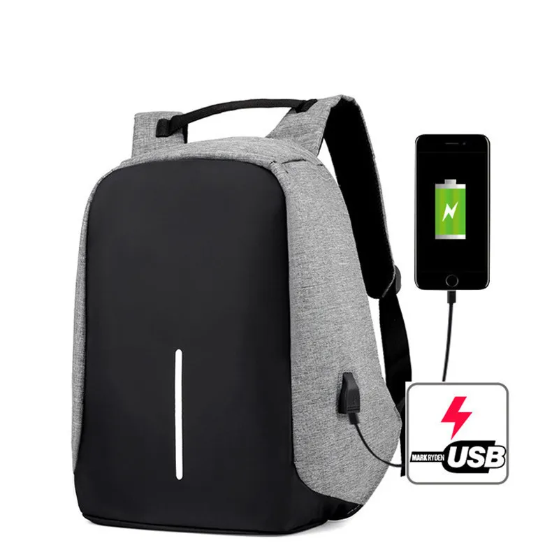 Дорожный рюкзак для ноутбука для мужчин и женщин, Вместительная деловая сумка на плечо с USB-зарядкой для студентов колледжей и школ, с защитой от кражи