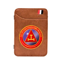 masonic triangle royal arch chapter printing leather magic wallet classic men women money clips card purse be1482
