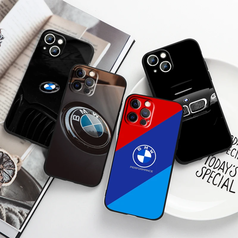 

Luxury Bmw Car Sports For Apple iPhone 14 13 12 11 Pro Max Mini XS Max X XR 7 8 Plus 6 SE2020 Silicone Black Phone Case Fundas