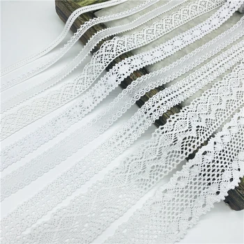 2yards White Cotton Lace Ribbon For Apparel Sewing Fabric White Trim Cotton Crocheted Lace Fabric Ribbon Handmade Accessories 2