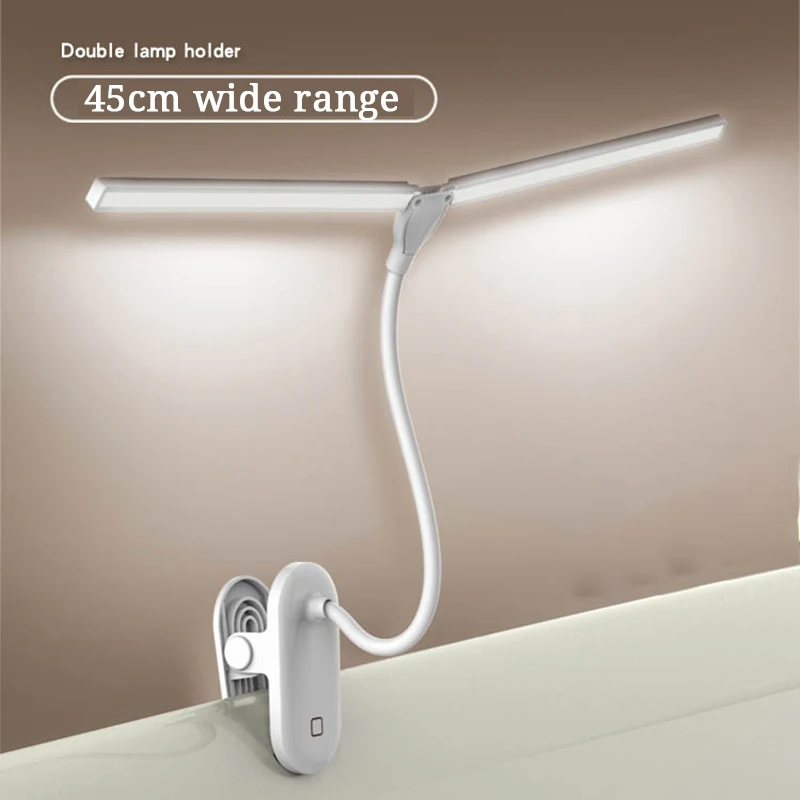 

Double Head Flexo Desk Lamp Led Table Lamp with Clip Touch Dimmable Usb Rechargeable Bright Bedroom Night Light For Dorm Reading