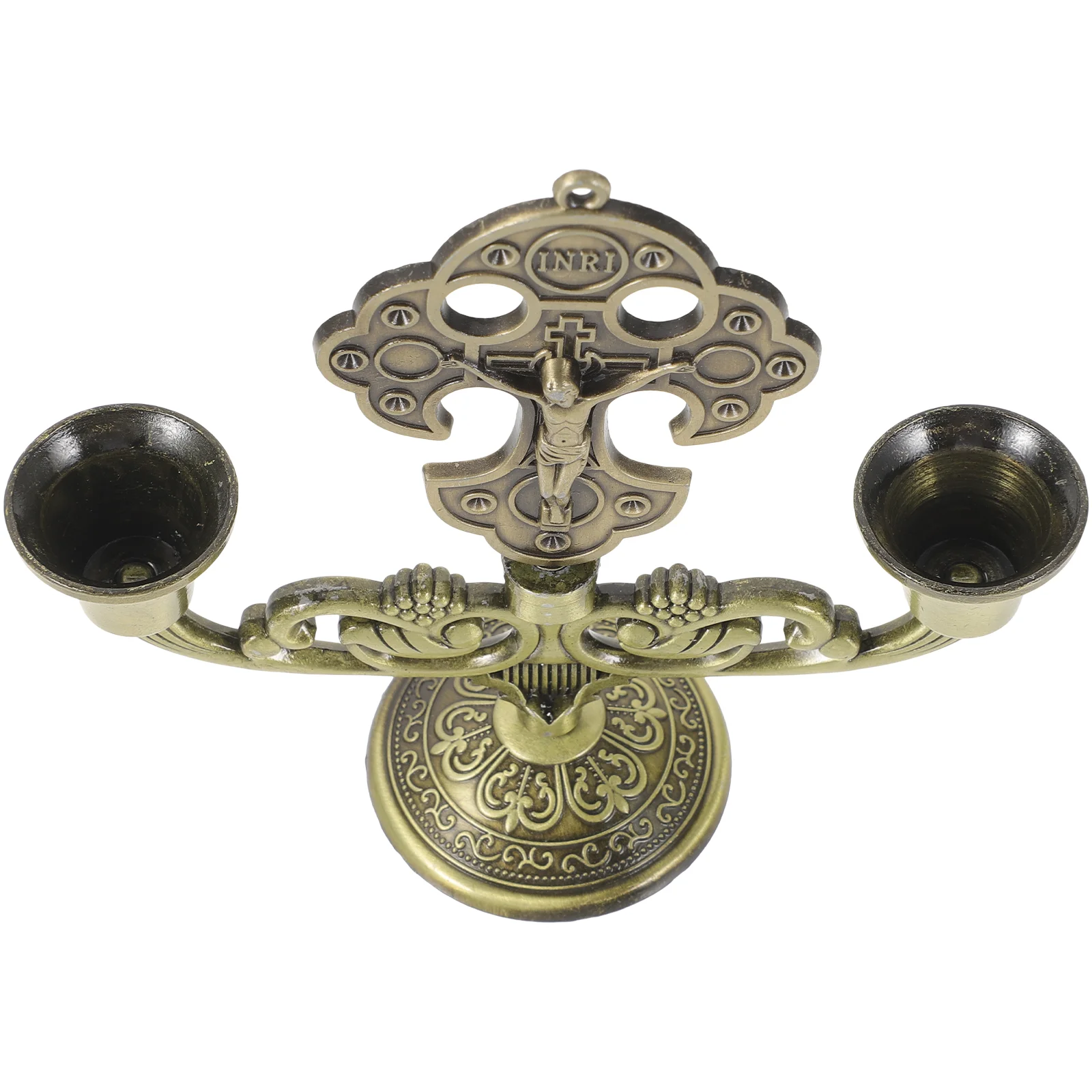 

Double Heads Desktop Ornament Glass Candlestick Stand Small Holder