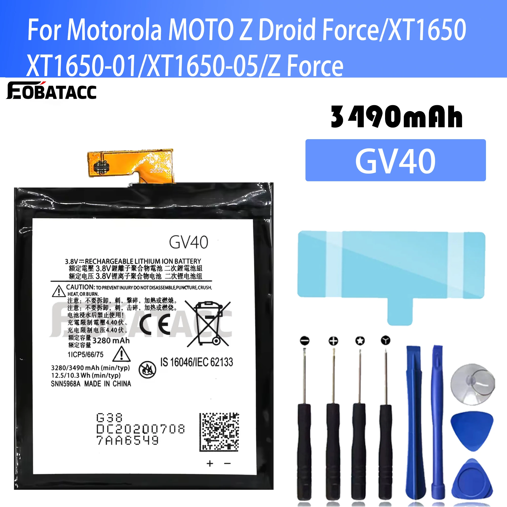 100% новый оригинальный аккумулятор GV40 для MOTO Z Droid Force/XT1650/XT1650-05/Z Force Battery +