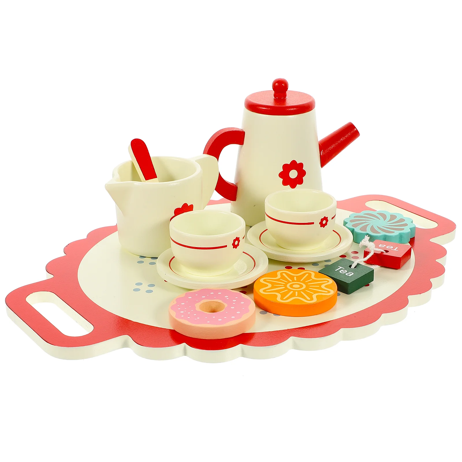 

Simulation Tea Set Wood Teaware Toddler Miniature Puzzle Tiny Ornaments Afternoon Making Toys Wooden Kids Tableware Child