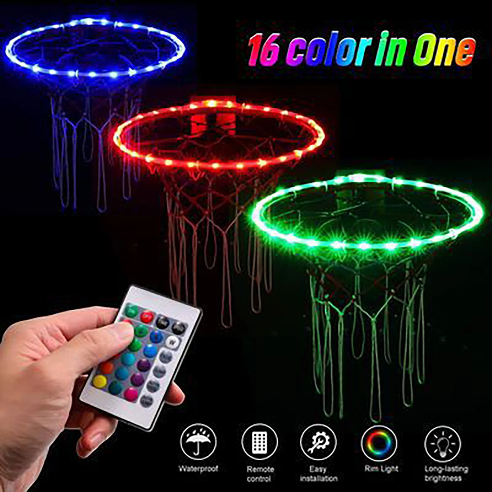 

Light up LED Basketball Hoop Light Solar Power Color Changing Induction Lamp 16 Colors 7 Modes Play Basketball at Night