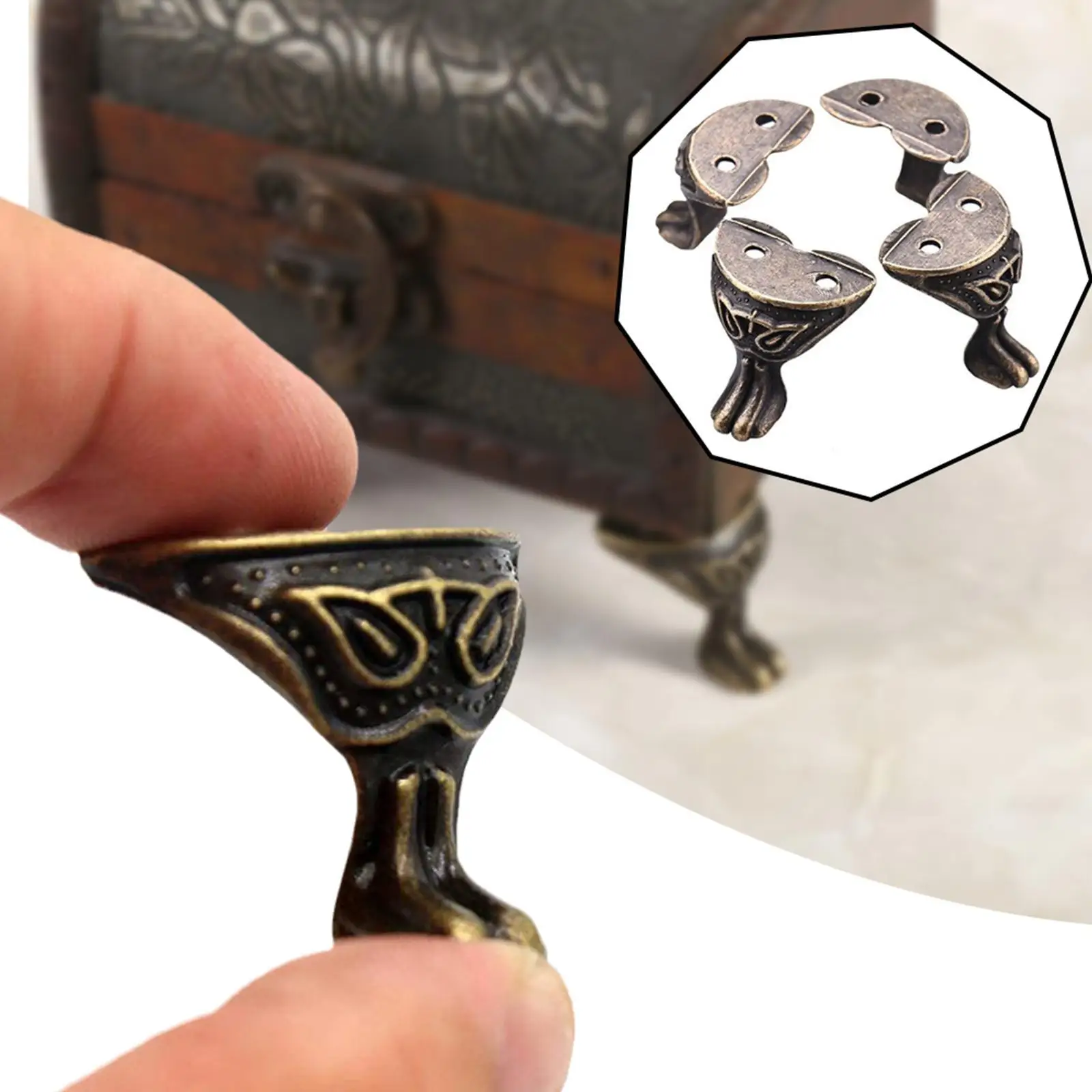 

Zinc Alloy Retro Table Chair Leg Corner Protector Antique Jewelry Leg Corner Wooden Decor Gift Box for Furniture/Box/Bag/Picture