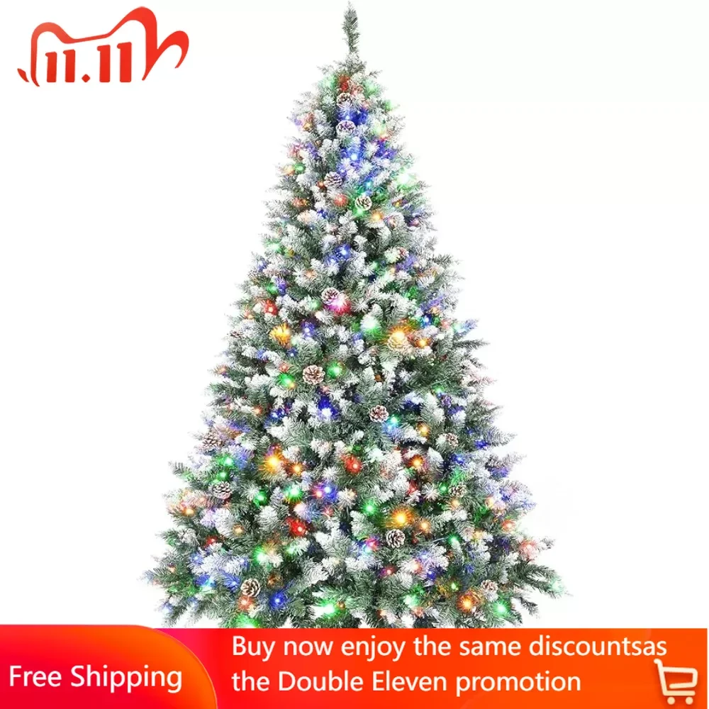 

6 футов, предварительно светящаяся Рождественская елка, искусственные сосновые конусы, 270 теплый белый и цветной светодиод, меняющие свет, бесплатная доставка