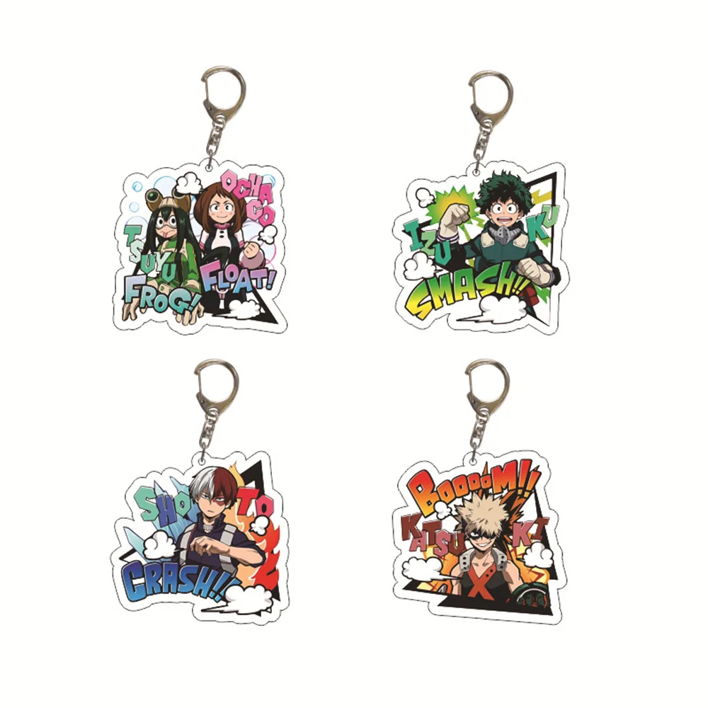 Anime My Hero Academia Keychain Todoroki Shouto Cosplay Double Sided Transparent Acrylic Key Chain Cute Funny Jewelry Fan Gift