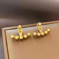 real 18k yellow gold earrings for women smile gold beads real rose gold can adjust earrings stud jewelry gift